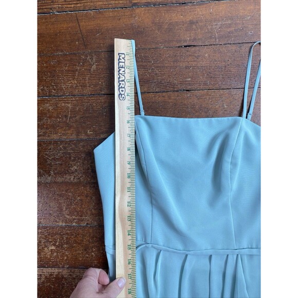 New David’s Bridal Dusty Sage Green Bridesmaids Dress Spaghetti Strap Cascade 2 - Picture 7 of 8